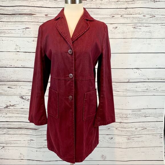 Express waxed denim burgundy plum coat - Picture 1 of 7